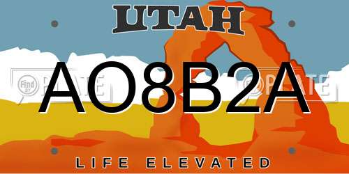 AO8B2A Utah License Plate