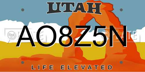 AO8Z5N Utah License Plate