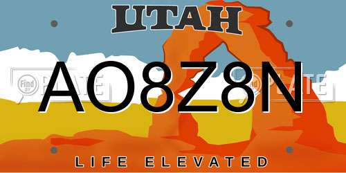 AO8Z8N Utah License Plate