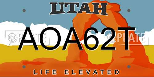 AOA62T Utah License Plate