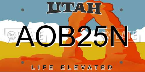 AOB25N Utah License Plate