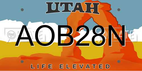AOB28N Utah License Plate