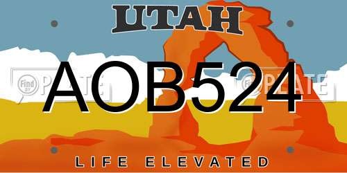 AOB524 Utah License Plate