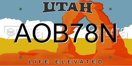 AOB78N Utah License Plate