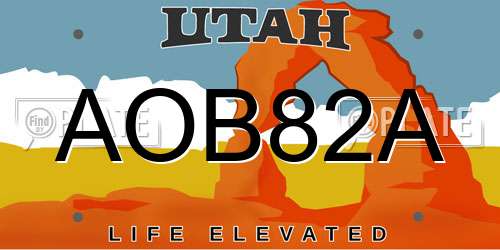 AOB82A Utah License Plate