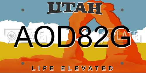 AOD82G Utah License Plate