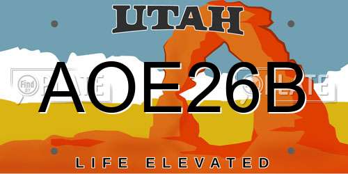 AOE26B Utah License Plate