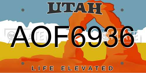 AOF6936 Utah License Plate