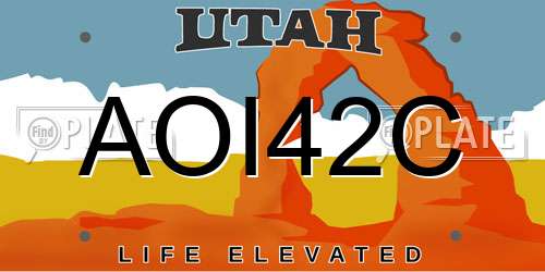AOI42C Utah License Plate