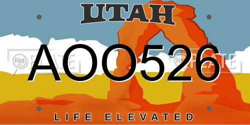 AOO526 Utah License Plate