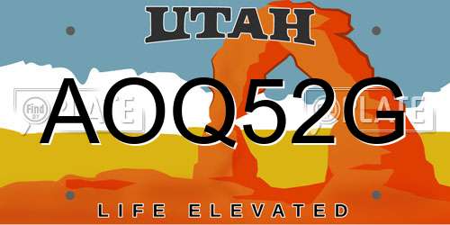 AOQ52G Utah License Plate