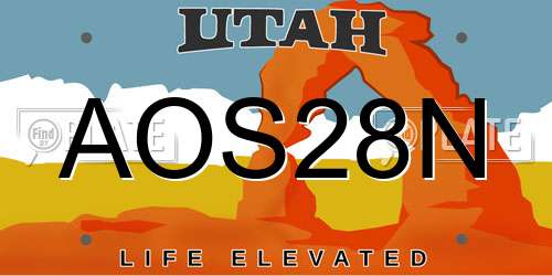AOS28N Utah License Plate