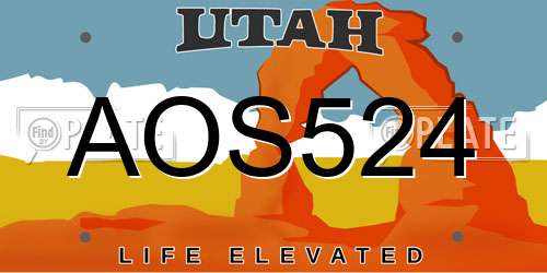 AOS524 Utah License Plate