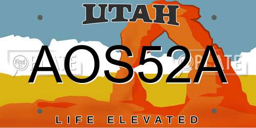 AOS52A Utah License Plate