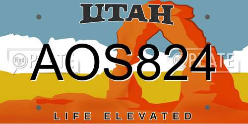 AOS824 Utah License Plate