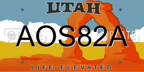 AOS82A Utah License Plate