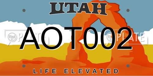 AOT002 Utah License Plate