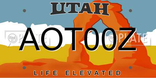 AOT00Z Utah License Plate