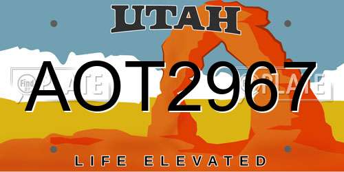 AOT2967 Utah License Plate