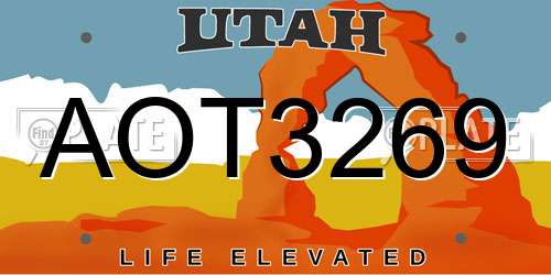 AOT3269 Utah License Plate