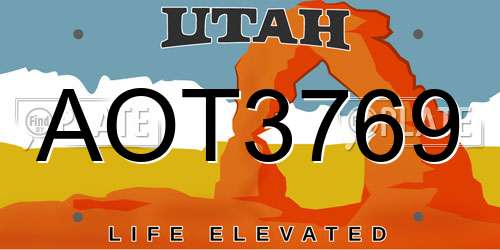 AOT3769 Utah License Plate