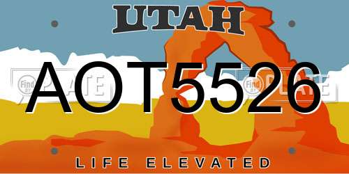 AOT5526 Utah License Plate