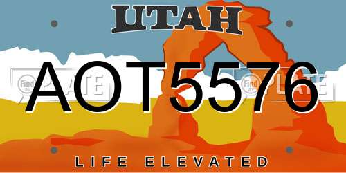 AOT5576 Utah License Plate