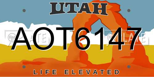 AOT6147 Utah License Plate