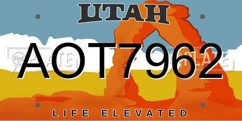 AOT7962 Utah License Plate
