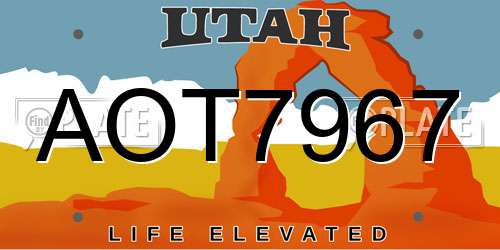 AOT7967 Utah License Plate
