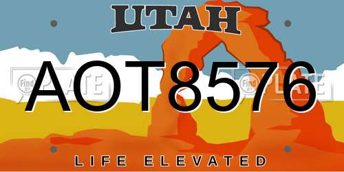 AOT8576 Utah License Plate