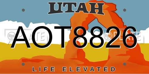 AOT8826 Utah License Plate