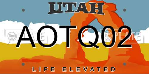AOTQ02 Utah License Plate