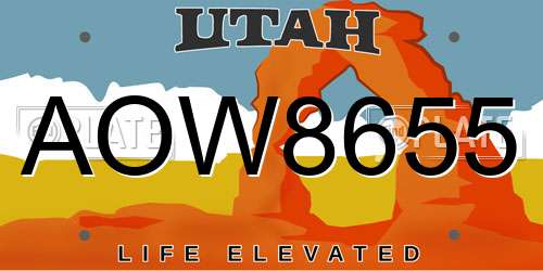 AOW8655 Utah License Plate