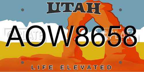 AOW8658 Utah License Plate