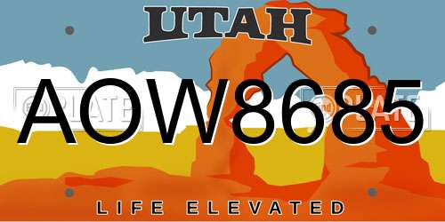 AOW8685 Utah License Plate