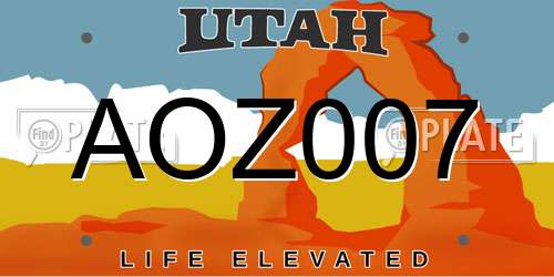 AOZ007 Utah License Plate