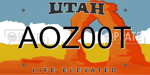 AOZ00T Utah License Plate