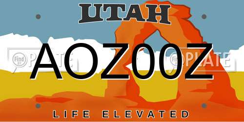 AOZ00Z Utah License Plate