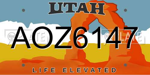 AOZ6147 Utah License Plate