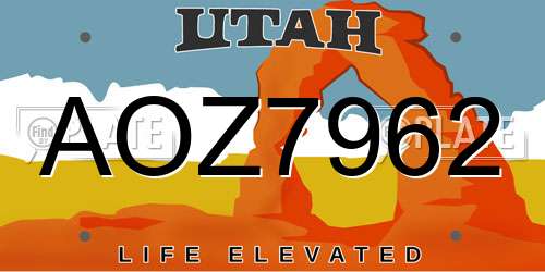 AOZ7962 Utah License Plate