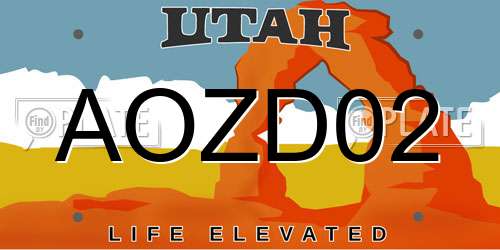 AOZD02 Utah License Plate