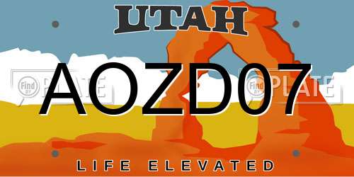 AOZD07 Utah License Plate