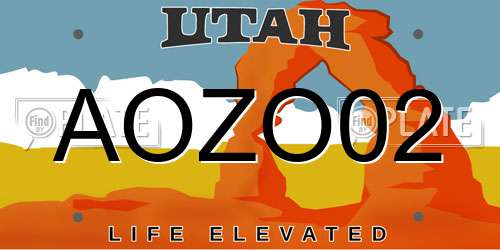 AOZO02 Utah License Plate