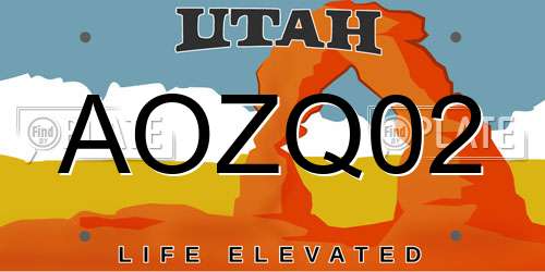 AOZQ02 Utah License Plate
