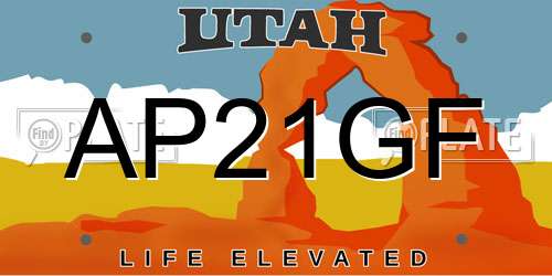 AP21GF Utah License Plate