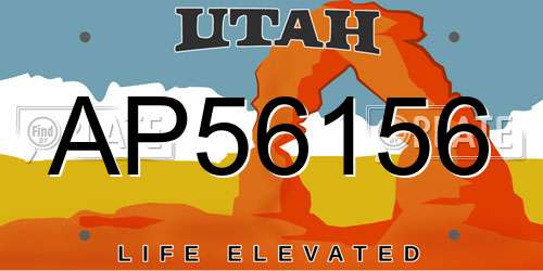 AP56156 Utah License Plate