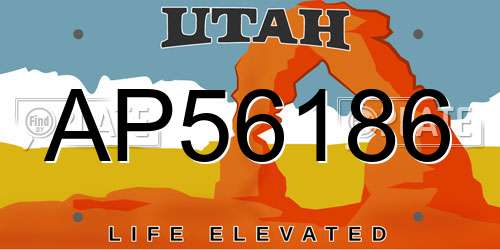 AP56186 Utah License Plate
