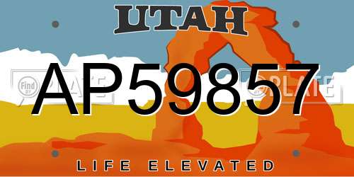 AP59857 Utah License Plate