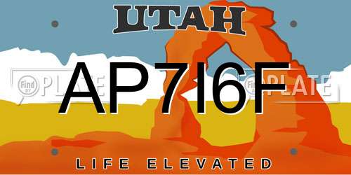 AP7I6F Utah License Plate